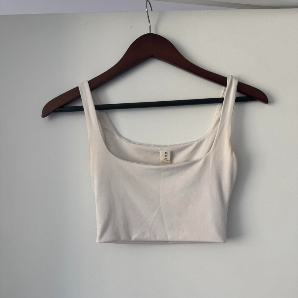 Salty white cropped tank top